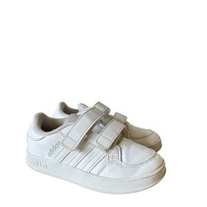 Boys Toddler Adidas Hoops 2.0 White Casual Sneakers Hook and Loop Sz 9K